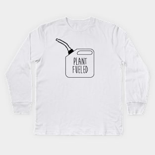 Plant Fueled Vegan Gains Lifting Gym Workout Based Vegetarian Veganism Minimalist Kids Long Sleeve T-Shirt